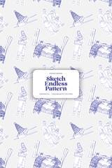 Indonesian tourism sketch illustration of Javanese culture