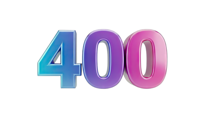 3D Rendered Number 400 on White Background