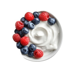 Creamy Greek yogurt topped with berries nutritious breakfast.png