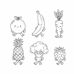 Walking fruits and vegetables moving forward