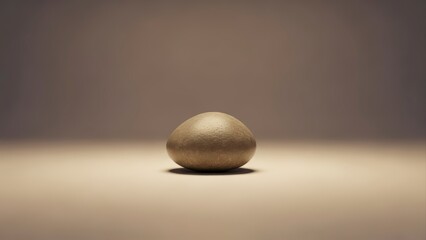 Single smooth stone resting on a light surface with a soft, even background, creating a minimalist and serene composition.