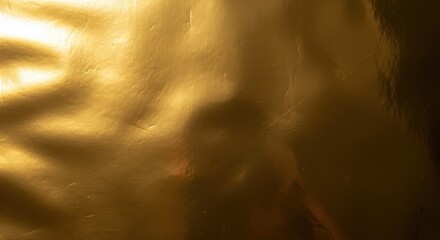 Fototapeta premium Shiny Golden Metallic Crumpled Texture Background with Reflections