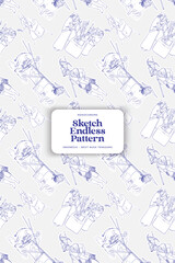 Indonesian tourism sketch illustration of West Nusa Tenggara