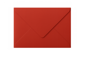 Red envelope with blank label, symbolizing love, mail, correspondence, and communication on transparent background