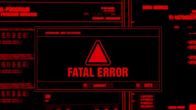 Futuristic Digital System Crash Fatal Error Red Interface Screen