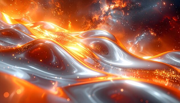 Chrome Gradient in Orange and Silver. Abstract Chrome Background