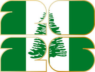 2026 with flag of Norfolk Island