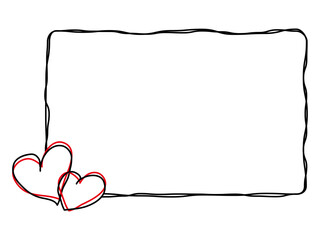 手描きハート付きのゆる線フレーム