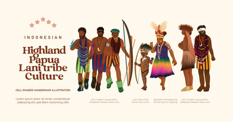 Isolated Papua Highland culture asset illustration from Indonesia