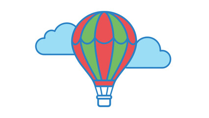 Fototapeta premium Colorful Hot Air Balloon Illustration with Clouds