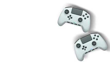 Wireless gaming controllers flying in air isolated on white background, symbolizing gaming technology concept © Vasyl Onyskiv