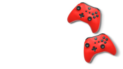 Wireless gaming controllers flying in air isolated on white background, symbolizing gaming technology concept © Vasyl Onyskiv