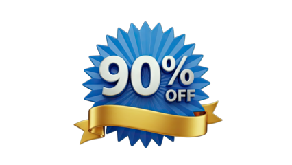 90% Off Sale Badge on White Background