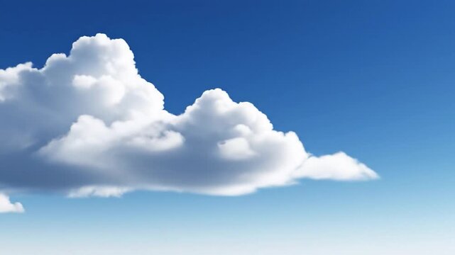 A single fluffy white cloud drifts across a clear, deep blue sky