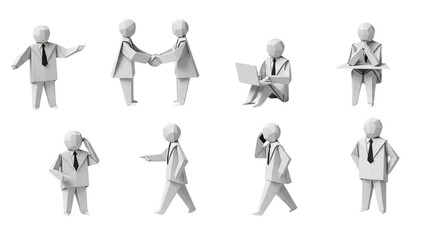 Fototapeta premium Business Interaction Concepts with 3D People Models in Office Environment Illustration