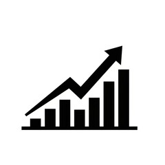 Business Revenue Increase Chart with Upward Arrow in Black Silhouette