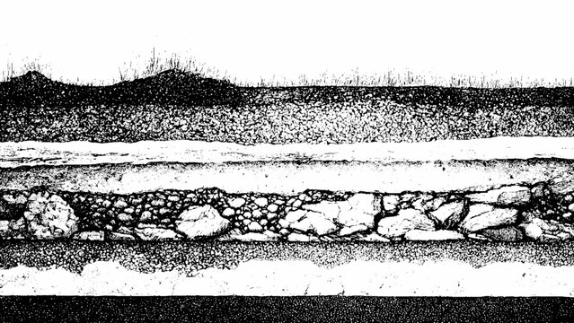 Dry cracked soil with rocky landscape