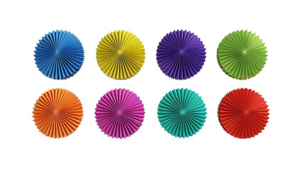 Colorful Paper Cupcake Liners Array, Graphic Design, White Background, Top View, Minimalist Concept