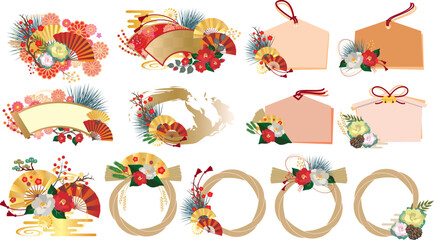 正月飾り　年賀素材