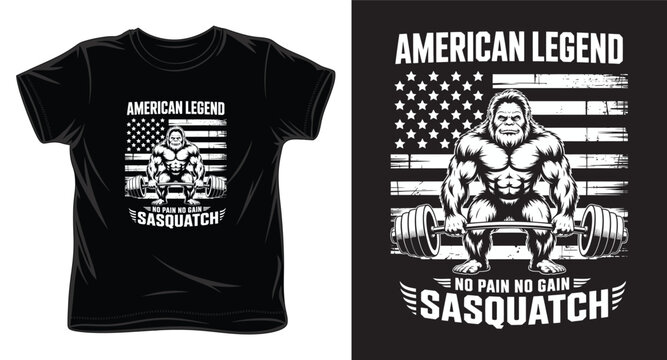 american legend sasquatch graphic victor art t-shirt design print template