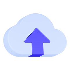 upload cloud white 3d rendering icon