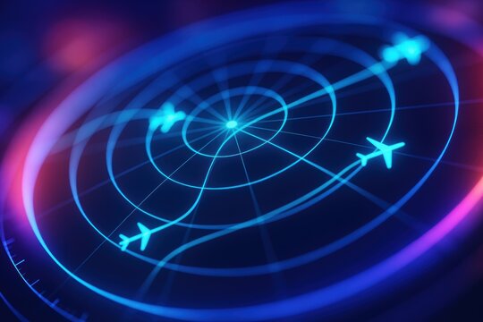 Navigational Sentinel: A state-of-the-art radar screen displays the intricate dance of aircraft trajectories, revealing the unseen world of air traffic management.