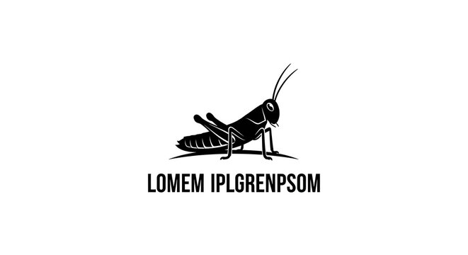 Grasshopper Logo Design Black and White Insect Illustration.