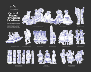 Isolated Central Papua Indonesian culture asset illustration