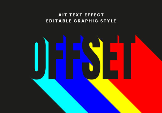 Colorful Offset Text Effect Long Shadow Font