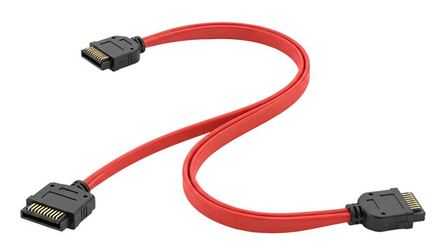 a red usb cable on a white background