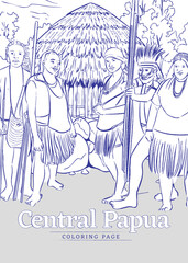 Coloring pages of Central Papua traditional cultural heritage