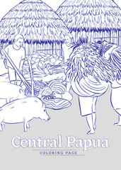 Indonesian tourism sketch illustration of burning ceremony