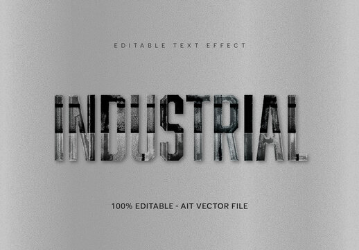 Black Embossed Pattern Galvanized Metal Text Effect Industrial Font