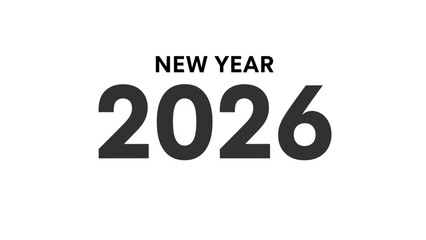 Celebrate the arrival of the New Year 2026 with this bold and minimalist graphic featuring the prominent year in large, clean typography, perfect for festive announcements and promotions