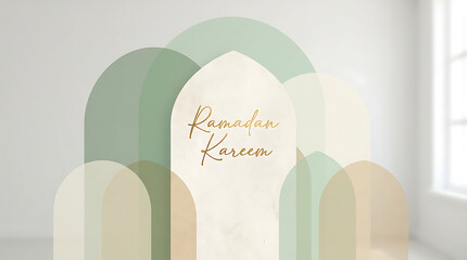 Ramadan Kareem Arch Decoration with Pastel Colors.