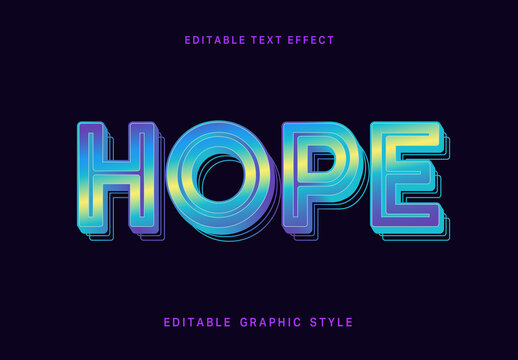 Colorful Offset Text Effect Layered Retro 3D Font