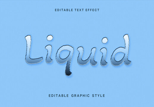 Blue And White Liquid Text Effect Fluid Drip Water Font