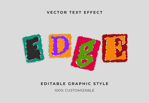 Colorful Paper Cut Out Text Effect Torn Scrap Font