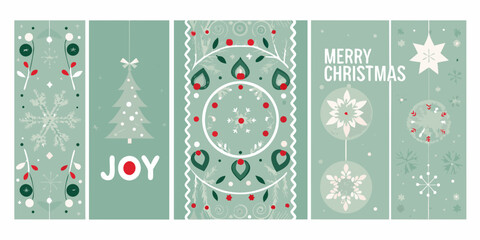 Festive christmas card design featuring snowflakes trees and joyful holiday greetings © Provhash