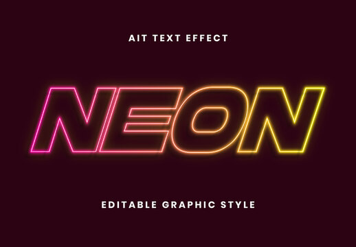Pink And Yellow Outlined Neon Text Effect Gradient Font