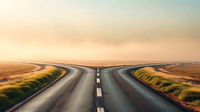 A conceptual crossroads splitting in two directions, symbolic path choice.