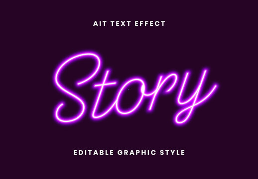 Purple Outlined Neon Text Effect Script Glow Font