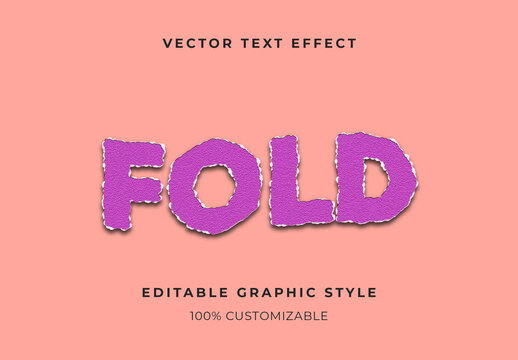 Purple Paper Cut Out Text Effect 3D Bold Font