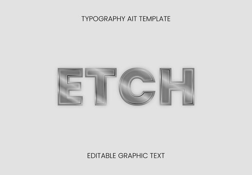 Gray Metal Foil Emboss Text Effect Shiny Chrome Font