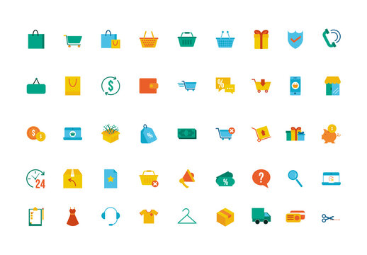 Colorful Ecommerce Shopping Set