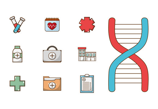 Colorful Medical Health Hospital Icons Set