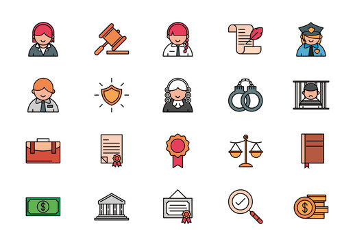 Colorful Legal Justice Services Illustration Set