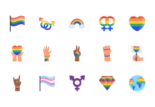 Colorful Rainbow Pride LGBT Illustration Set
