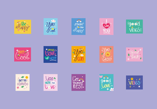Colorful Motivational Mini Posters Positive Set