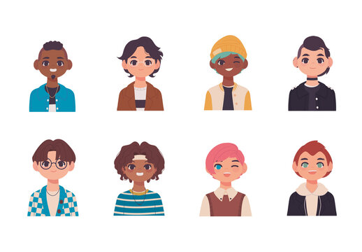 Colorful Modern Character Avatar Illustration Set